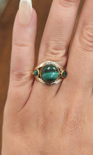 Load image into Gallery viewer, Sterling silver two-toned malachite ring