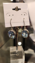 Load image into Gallery viewer, Sterling silver oval blue topaz dangle earrings