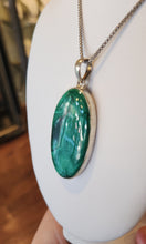 Load image into Gallery viewer, Sterling silver oval malachite statement pendant