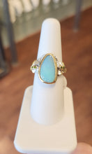 Load image into Gallery viewer, Sterling silver australian opal ring with green tourmaline