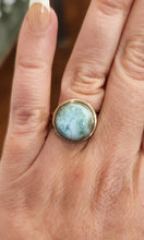 Load image into Gallery viewer, Sterling silver ring with round larimar cabochon