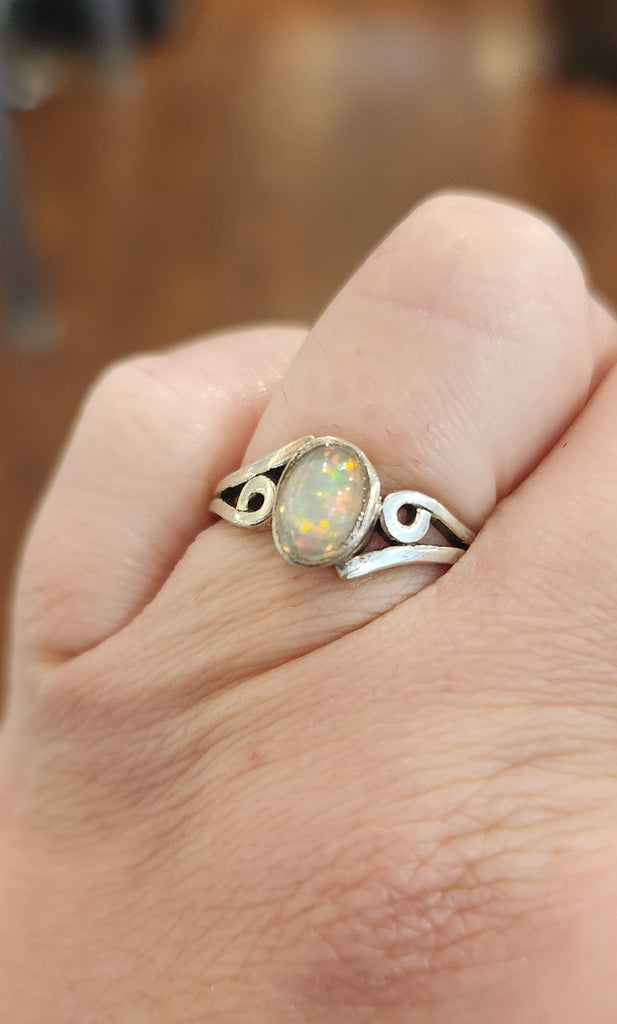 Sterling silver Ethiopian opal fashion ring