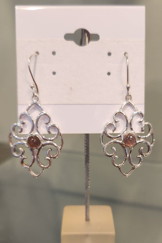 Sterling silver pink tourmaline dangle earrings
