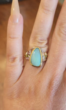 Load image into Gallery viewer, Sterling silver australian opal ring with green tourmaline