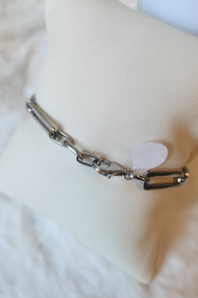 Sterling silver neon blue enamel paperclip bracelet