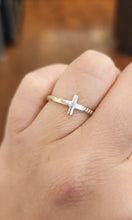 Load image into Gallery viewer, Sterling silver sideways cross ring with twisted band