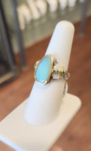 Load image into Gallery viewer, Sterling silver australian opal ring with green tourmaline