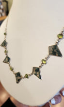 Load image into Gallery viewer, Sterling silver necklace with moss agate and peridot