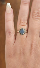 Load image into Gallery viewer, Sterling silver round blue chalcedony ring