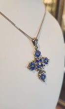 Load image into Gallery viewer, Sterling silver blue enamel cross pendant