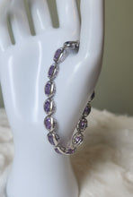 Load image into Gallery viewer, Sterling silver floating bezel amethyst tennis bracelet