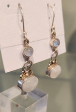 Load image into Gallery viewer, Sterling silver rainbow moonstone dangle earrings