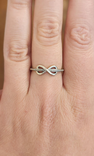 Sterling silver textured infinity ring