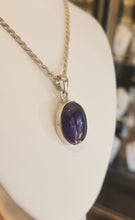 Load image into Gallery viewer, Sterling silver amethyst cabochon pendant with rope chain
