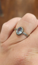 Load image into Gallery viewer, Sterling silver faceted oval blue topaz ring