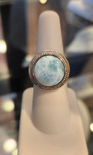 Load image into Gallery viewer, Sterling silver ring with round larimar cabochon