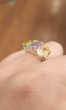 Load image into Gallery viewer, Sterling silver ring with amethyst, citrine and peridot