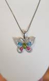 Sterling silver butterfly gemstone pendant