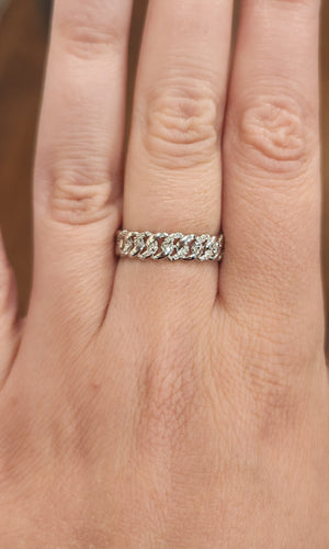 Sterling silver diamond link ring