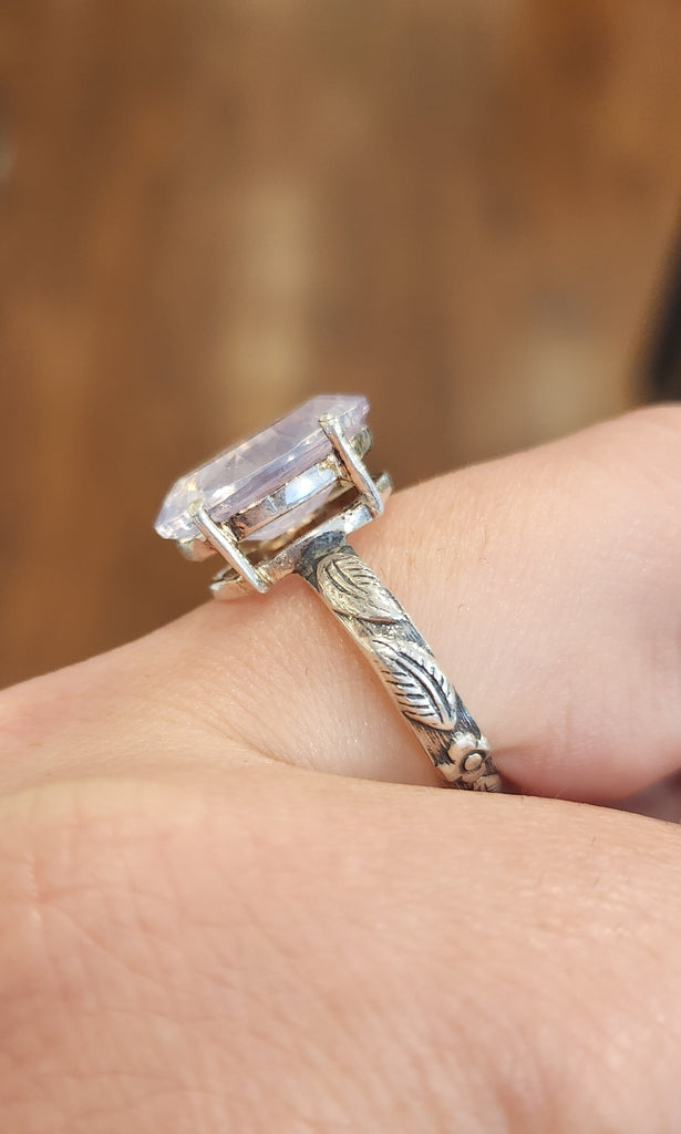 Sterling silver lavender quartz ring