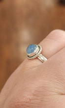 Load image into Gallery viewer, Sterling silver round blue chalcedony ring