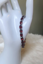 Load image into Gallery viewer, Sterling silver garnet tennis bracelet
