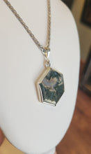 Load image into Gallery viewer, Sterling silver moss agate pendant with swan