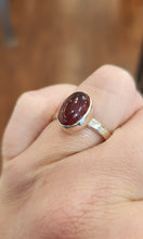 Load image into Gallery viewer, Sterling silver oval garnet bezel ring