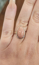 Load image into Gallery viewer, Sterling silver pear-shaped pink opal ring
