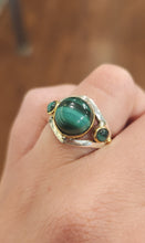 Load image into Gallery viewer, Sterling silver two-toned malachite ring