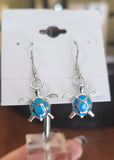 Sterling silver kyocera opal sea turtle earrings