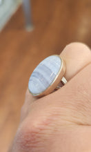 Load image into Gallery viewer, Sterling silver oval blue lace agate ring