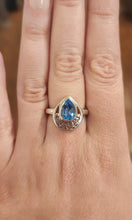 Load image into Gallery viewer, Sterling silver pear-shaped blue topaz filigree ring