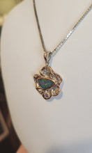 Load image into Gallery viewer, Sterling silver australian opal pendant with pink tourmaline