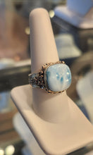Load image into Gallery viewer, Sterling silver ring with square larimar cabochon
