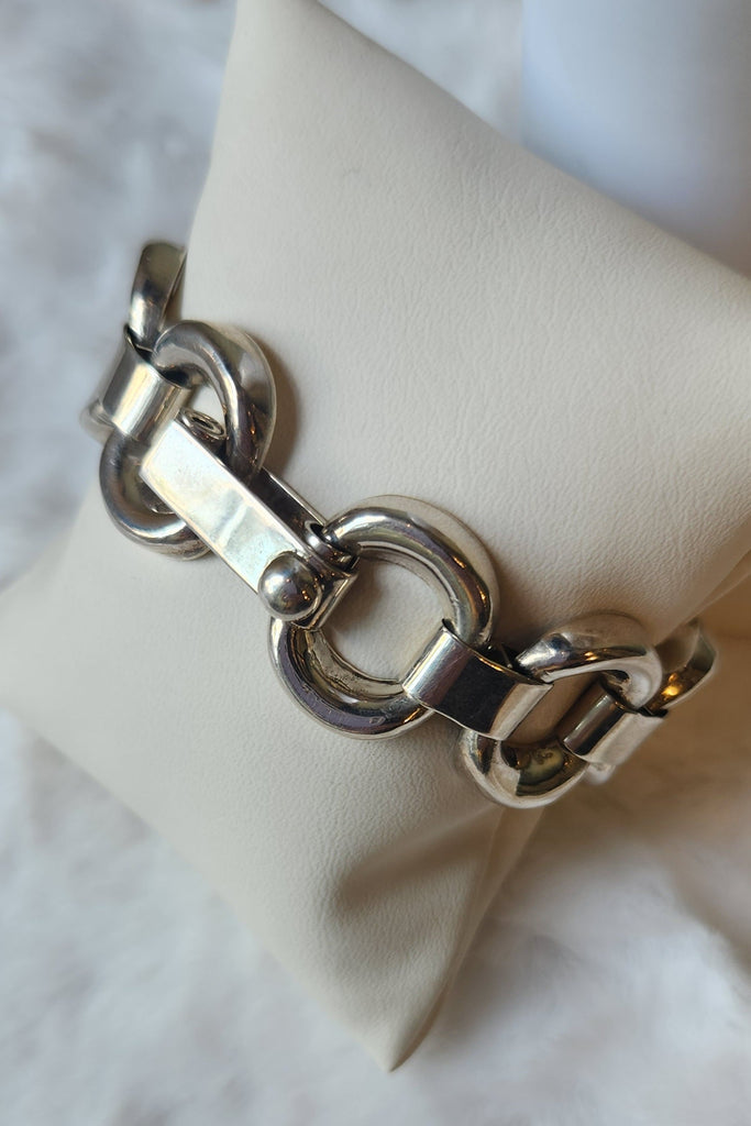 Sterling silver large link statement bracelet