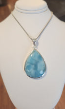 Load image into Gallery viewer, Sterling silver pear-shaped larimar pendant