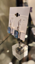 Load image into Gallery viewer, Sterling silver emerald-cut blue topaz earrings