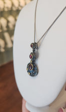 Load image into Gallery viewer, Sterling silver oxidized garnet pendant