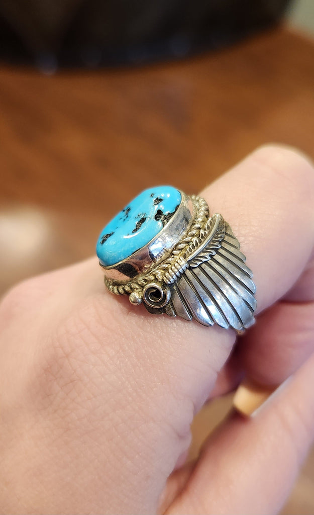 Sterling silver southwest style turquoise ring