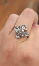 Load image into Gallery viewer, Sterling silver blue topaz flower ring