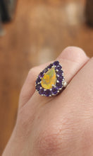Load image into Gallery viewer, Sterling silver welo opal ring with amethyst