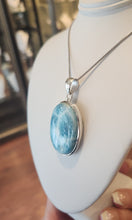 Load image into Gallery viewer, Sterling silver oval larimar cabochon pendant