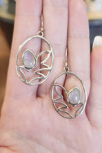 Load image into Gallery viewer, Sterling silver pear-shaped rainbow moonstone fashion earrings
