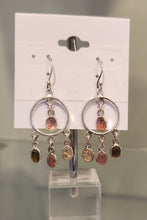 Load image into Gallery viewer, Sterling silver multi-stone tourmaline dangle earrings