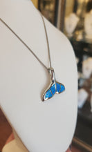 Load image into Gallery viewer, Sterling silver large kyocera opal whale tail pendant
