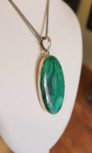 Load image into Gallery viewer, Sterling silver oval malachite statement pendant