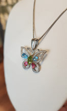 Load image into Gallery viewer, Sterling silver butterfly gemstone pendant