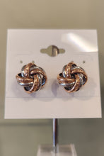 Load image into Gallery viewer, Sterling silver two-toned twisted knot stud earrings