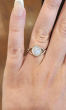 Load image into Gallery viewer, Sterling silver rainbow moonstone ring with twisted band